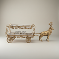 Baroque Brass Deer-Drawn Cart Candy & Chocolate Display - Double-Tier Ornate Serving Trolley — Antique Gold