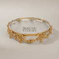 Baroque Brass & Glass Candy Dish - Ornate Floral Filigree Round Tray — Gold