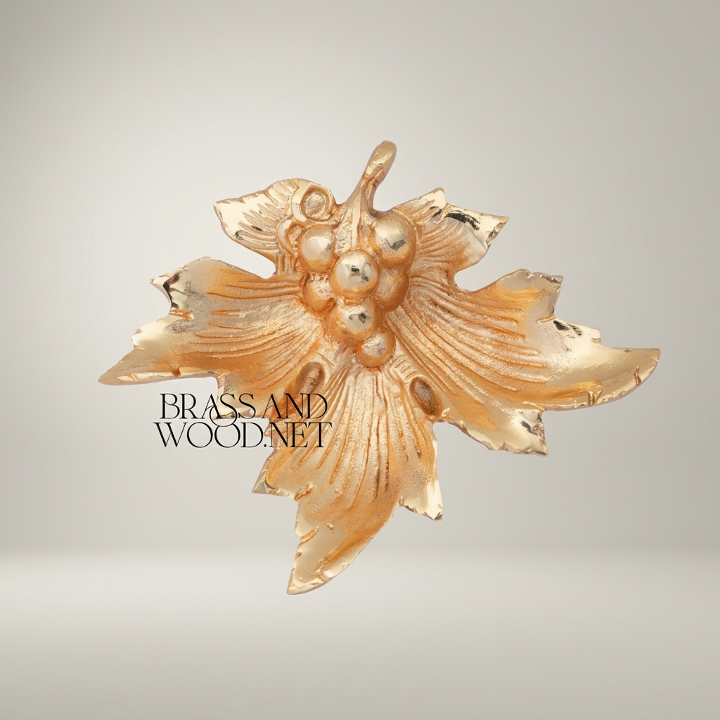 Baroque Brass Grapevine Leaf Ashtray - Sculptural Cluster Motif