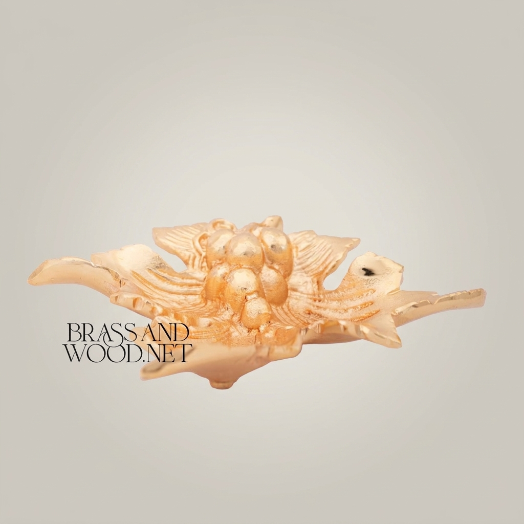 Baroque Brass Grapevine Leaf Ashtray - Sculptural Cluster Motif