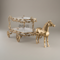 Baroque Brass Horse-Drawn Carriage Candy & Chocolate Dish - Two-Tier Floral Scrollwork — Antique Gold