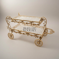 Baroque Brass Rolling Candy & Chocolate Trolley with Floral Garland Frame — Antique Gold