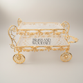 Baroque Brass Rolling Candy & Chocolate Trolley with Floral Garland Frame — Gold