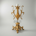 Baroque Brass Table Lamp - Acanthus Urn Base with Crystal Sphere & Pleated Shade — Antique Gold