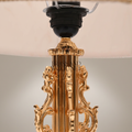 Baroque Brass Table Lamp - Ornate Scrollwork Column with Pleated Shade — Gold