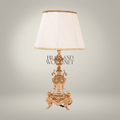 Baroque Brass Table Lamp - Ornate Scrollwork Tripod Base with Empire Shade — Gold