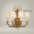 Baroque Brass Wall Sconce 4-Arm with Acanthus Carvings & Ivory Fabric Shades — Antique Gold
