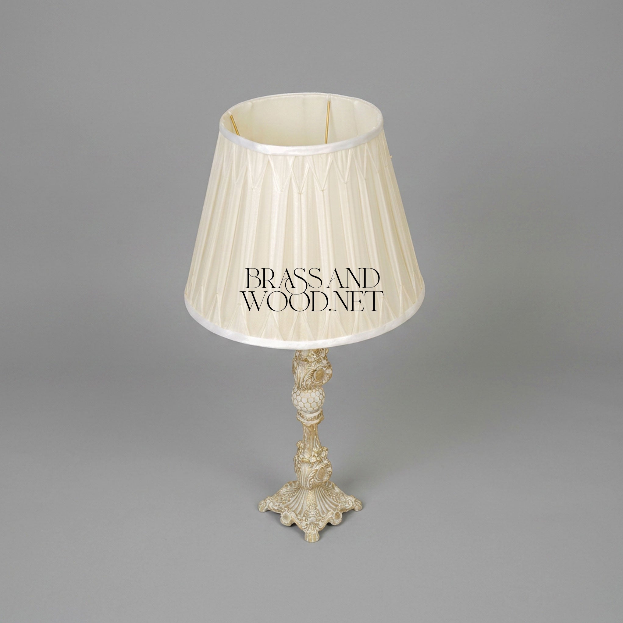 Baroque Carved Resin Table Lamp - Ivory Candlestick Column with Honeycomb Sphere