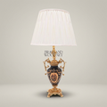 Baroque Ceramic & Brass Table Lamp - Navy Urn with Ornate Scroll Handles — Gold