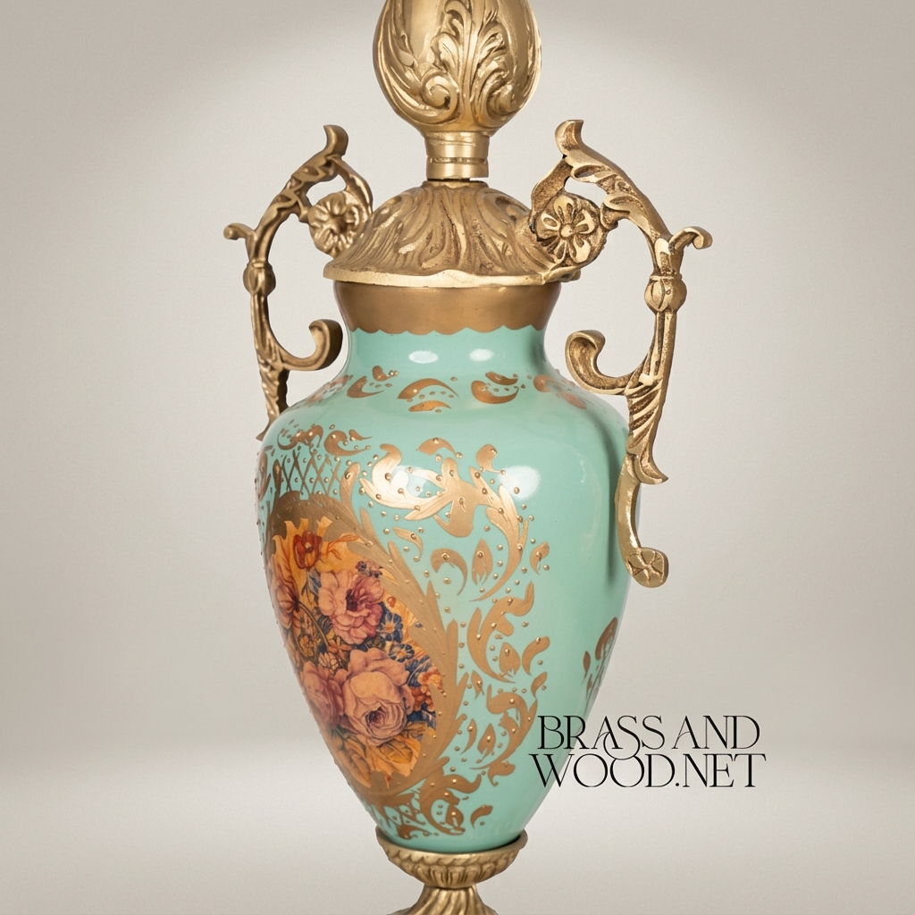 Baroque Ceramic Urn Table Lamp - Hand-Painted Floral Porcelain with Ornate Brass Mounts — Antique Gold