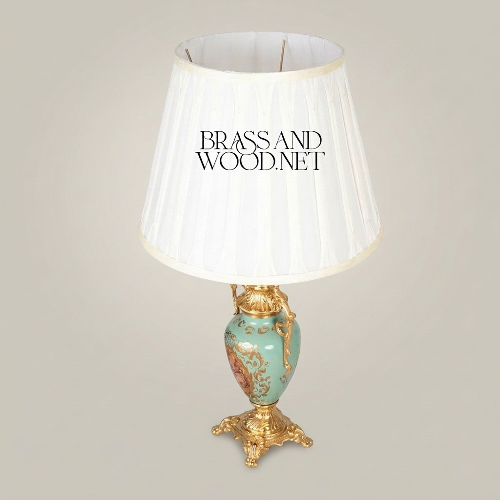 Baroque Ceramic Urn Table Lamp - Hand-Painted Floral Porcelain with Ornate Brass Mounts — Gold