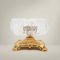 Baroque Crystal Ashtray with Ornate Brass Footed Stand — Gold