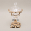 Baroque Crystal Bonbonniere with Floral Brass Garland & Ornate Pedestal Base — Gold