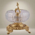 Baroque Crystal & Brass Ashtray with Acanthus Pedestal Base — Gold