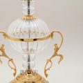 Baroque Crystal & Brass Bonbonniere - Ribbed Globe with Ornate Finial — Gold