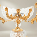 Baroque Crystal & Brass Bonbonniere – Twin-Handle Floral Pedestal Bowl — Gold