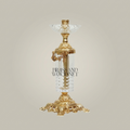 Baroque Crystal & Brass Candlestick with Ornate Scrollwork Base — Gold