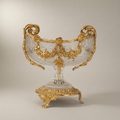 Baroque Crystal & Brass Candy Dish - Floral Garland Footed Centerpiece — Gold
