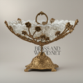 Baroque Crystal & Brass Centerpiece Bowl - Floral Filigree Pedestal — Antique Gold