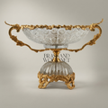 Baroque Crystal & Brass Centerpiece Bowl with Ornate Pedestal Handles