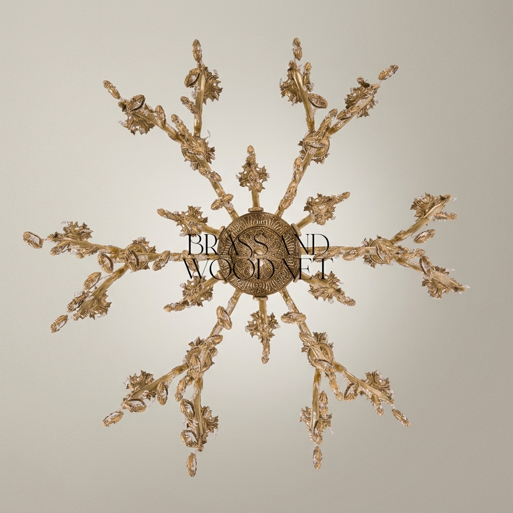 Baroque Crystal Brass Chandelier 18-Arm with Cascading Crystal Pendants — Antique Gold