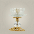 Baroque Crystal & Brass Pedestal Ashtray with Ornate Pierced Base — Gold