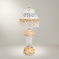 Baroque Crystal & Brass Table Lamp with Crystal Fringe Shade — Gold