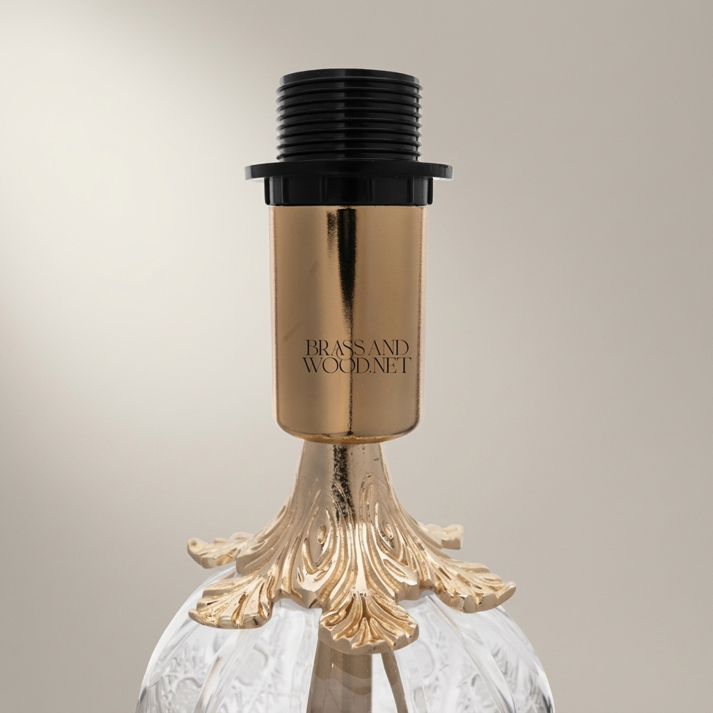 Baroque Crystal & Brass Table Lamp - Hand-Engraved Urn Body