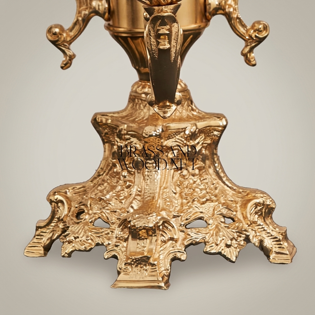 Baroque Crystal & Brass Tiered Centerpiece Stand with Side Trays
