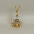 Baroque Crystal & Brass Two-Tier Bonbonniere with Scroll Handle — Gold