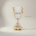 Baroque Crystal & Brass Vase and Centerpiece Bowl Set - Cherub & Female Figure Handles — Gold