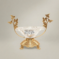 Baroque Crystal Candy Dish - Floral Brass Arms & Ornate Footed Base