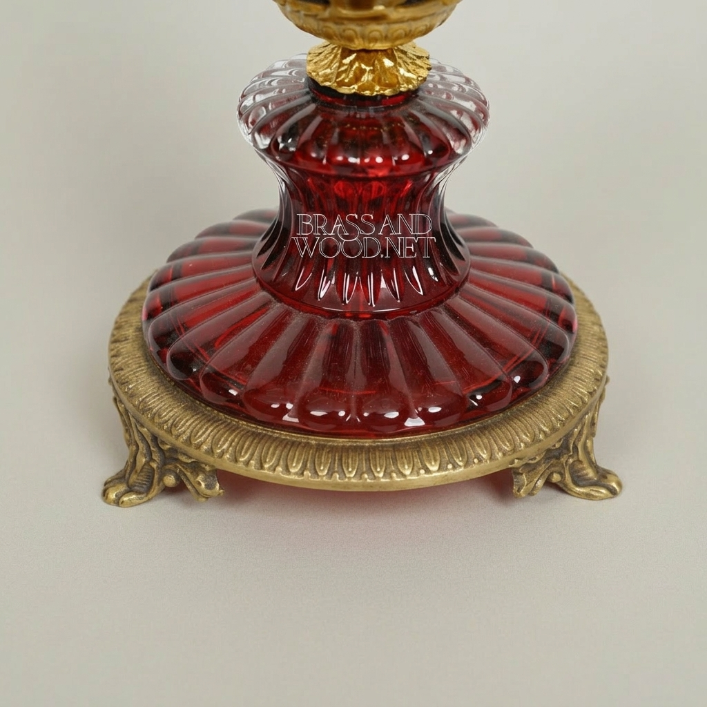 Baroque Crystal Goblet Incense Burner with Acanthus Brass Mounts — Antique Gold