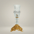Baroque Crystal Hurricane Candle Goblet with Ornate Brass Base — Gold