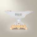 Baroque Crystal Pedestal Candy Dish - Ornate Brass Sculpted Base