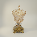 Baroque Cut-Crystal Bonbonniere with Floral Brass Base — Antique Gold