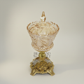 Baroque Cut-Crystal Bonbonniere with Floral Brass Base — Gold