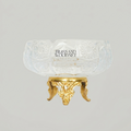 Baroque Cut-Crystal Bowl on Ornate Brass Tripod Stand - Gold