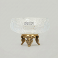 Baroque Cut-Crystal Bowl on Ornate Brass Tripod Stand - Antique Gold