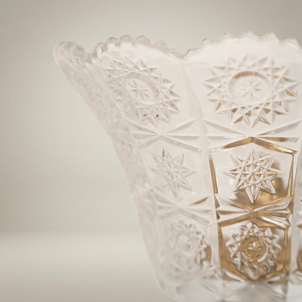 Baroque Cut-Crystal Lidded Candy Bowl on Ornate Brass Pedestal — Antique Gold