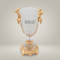 Baroque Cherub Crystal Trophy Vase with Engraved Body and Ornate Brass Base — Gold