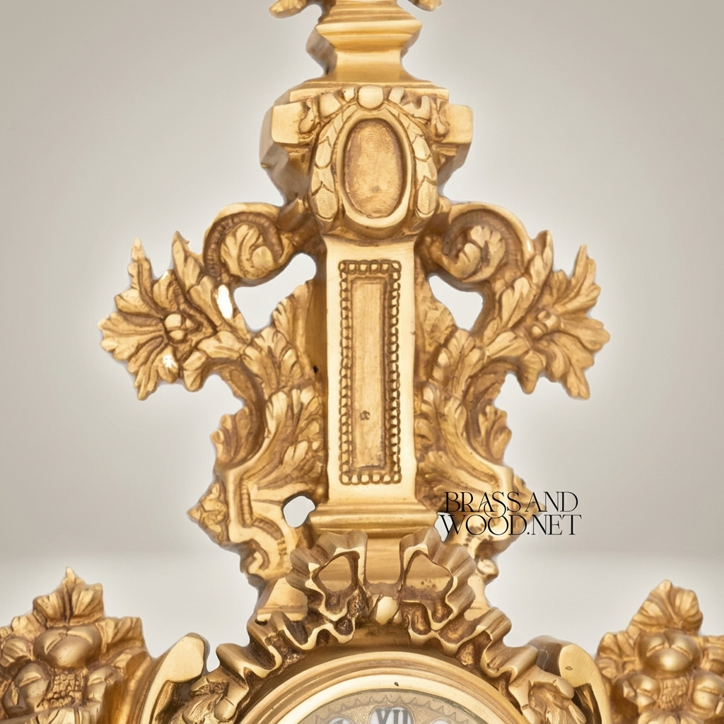 Baroque Gilded Cartel Wall Clock with Urn Finial & Acanthus Scrollwork — Antique Gold