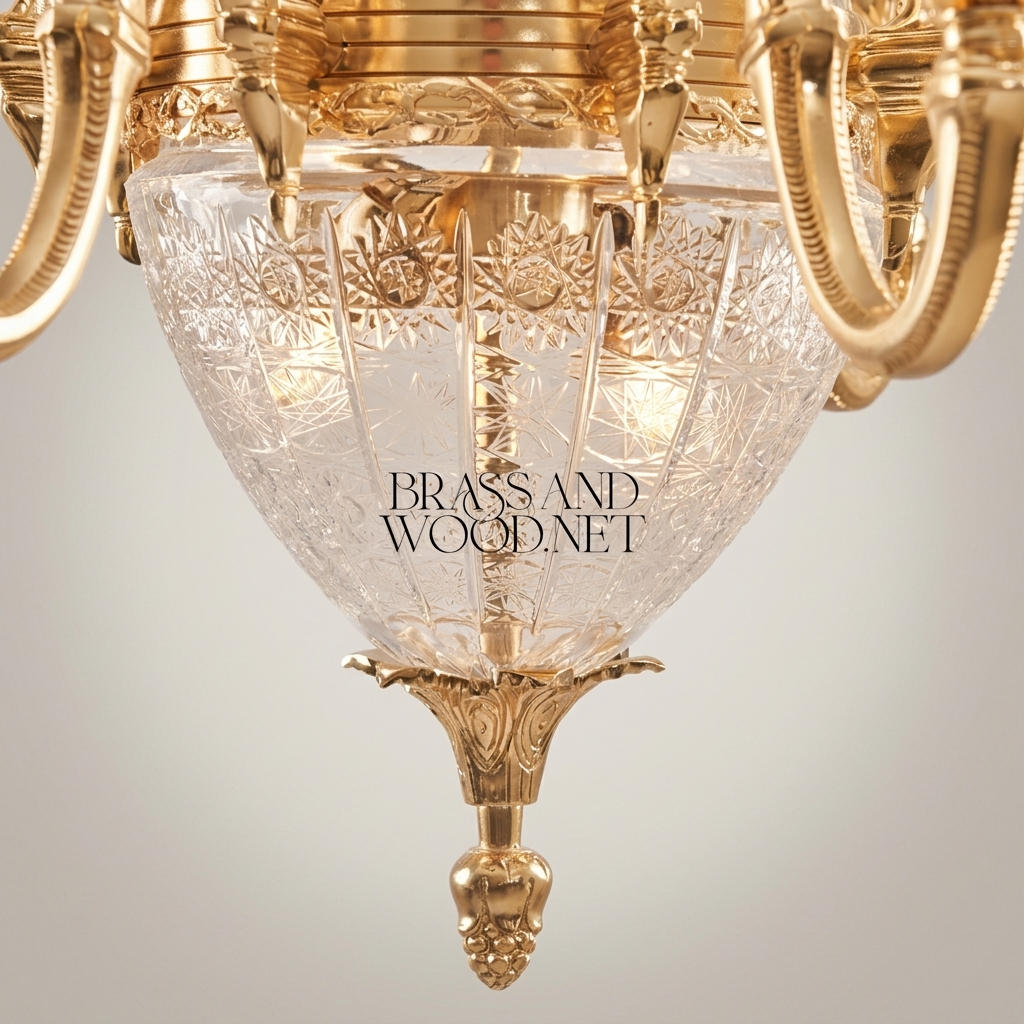 Baroque Hand-Cast Brass & Cut Crystal Chandelier - 8-Arm Acanthus Torchère — Gold