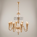 Baroque Hand-Cast Brass & Cut Crystal Chandelier - 8-Arm Acanthus Torchère — Gold