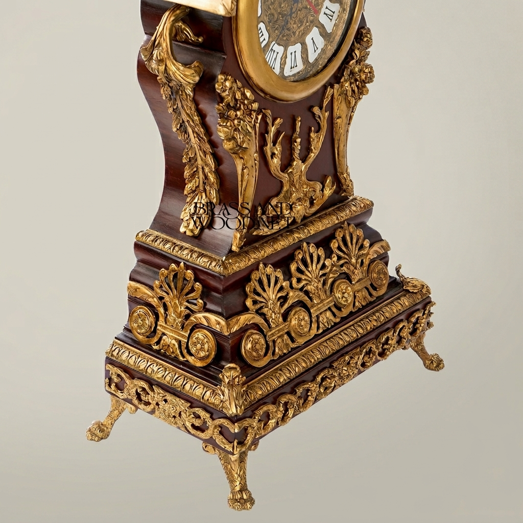Baroque Mantel Clock with Ormolu Mounts, Acanthus Crest & Roman Numeral Dial