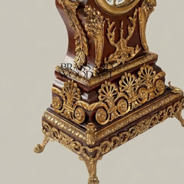 Baroque Mantel Clock with Ormolu Mounts, Acanthus Crest & Roman Numeral Dial — Antique Gold