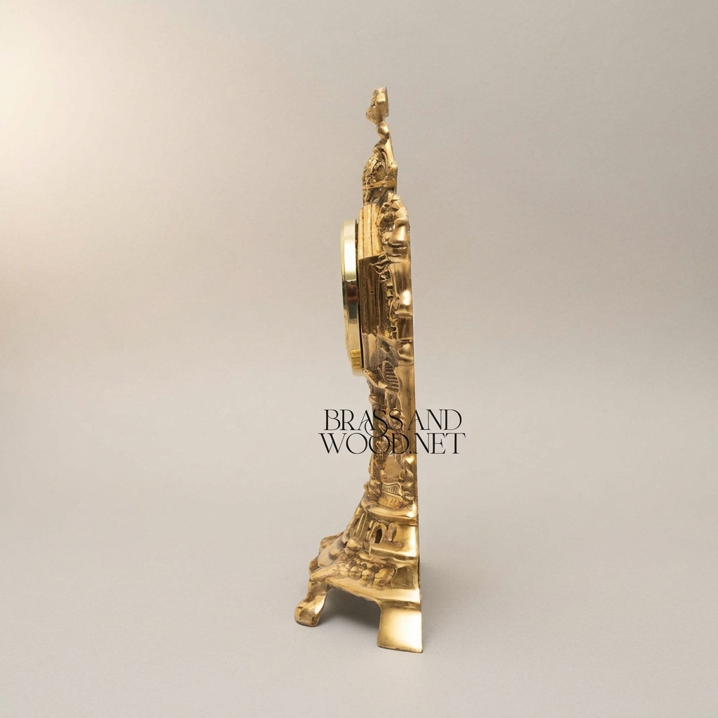 Baroque Openwork Brass Mantel Clock with Eagle Finial & Roman Dial — Antique Gold