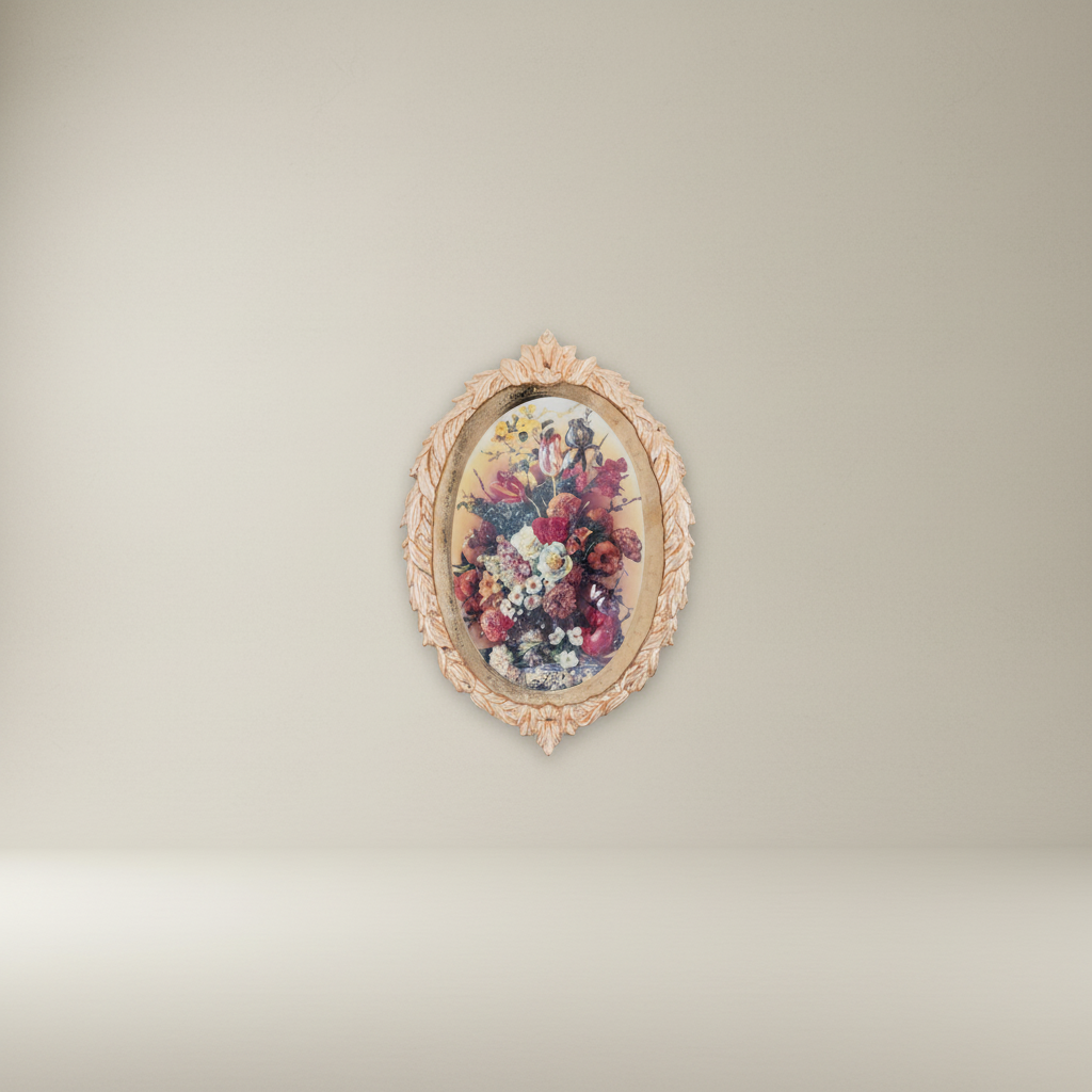 Baroque Oval Decorative Wall Plate - Ornate Floral Botanical Print — Gold