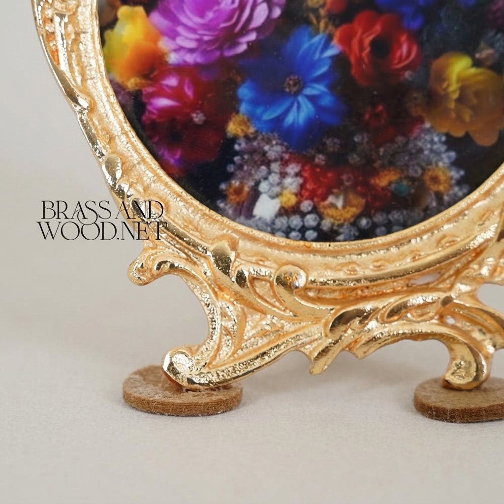 Baroque Rococo Oval Metal Photo Frame with Acanthus Crest & Easel Stand