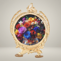 Baroque Rococo Oval Metal Photo Frame with Acanthus Crest & Easel Stand — Gold